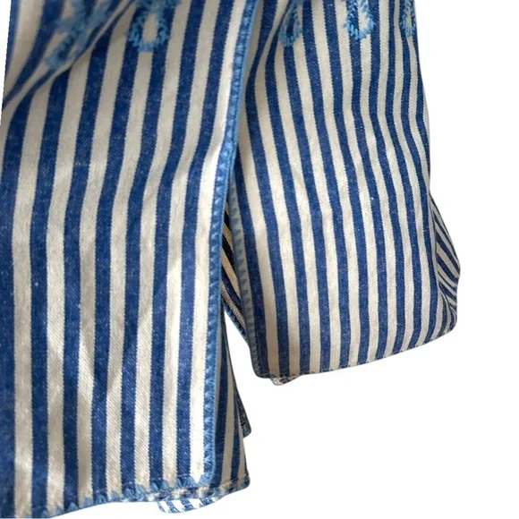 Tuckernuck Blue Stripe Mini Sullivan Embroidered Canvas Caftan Cover Up Size M - Picture 3 of 8